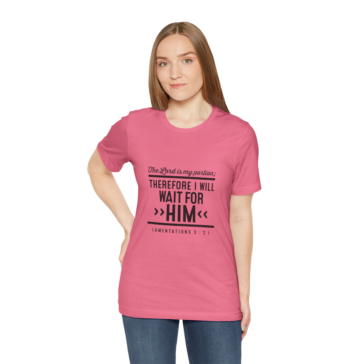I Will Wait for Him T-Shirt — Lamentations 3:21-24 Christian Scripture Tee | Hope & Faith Gift for Women