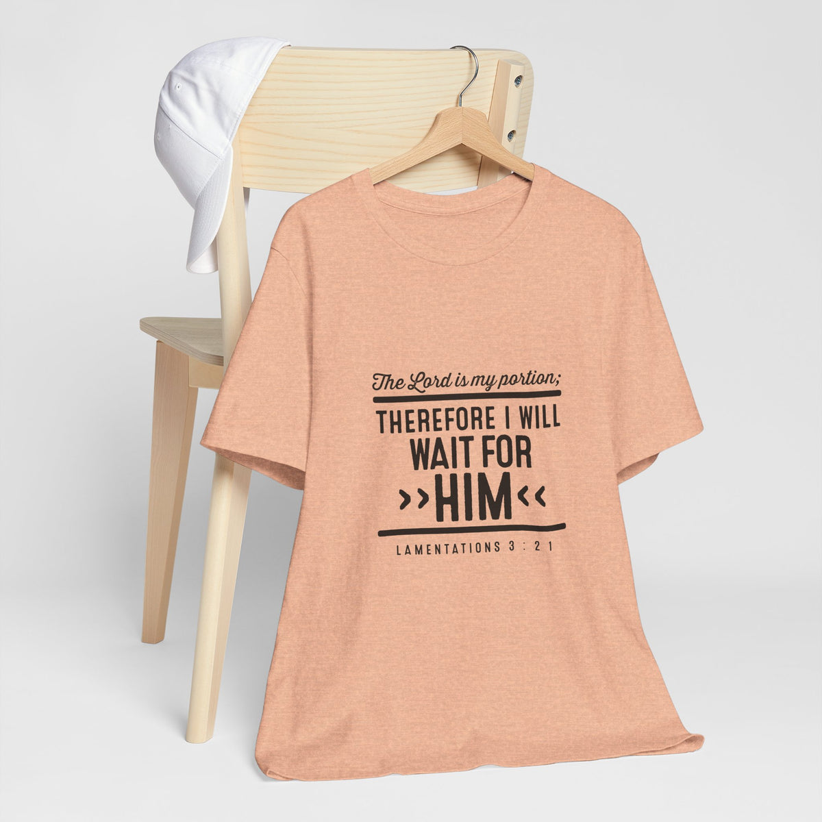 I Will Wait for Him T-Shirt — Lamentations 3:21-24 Christian Scripture Tee | Hope & Faith Gift for Women