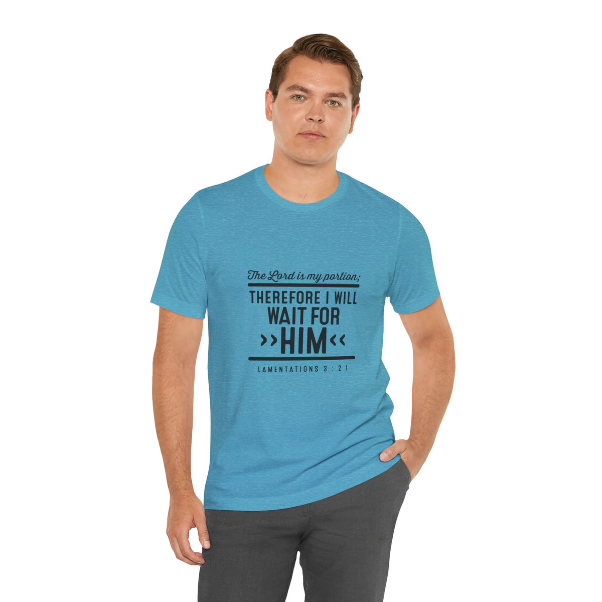 I Will Wait for Him T-Shirt — Lamentations 3:21-24 Christian Scripture Tee | Hope & Faith Gift for Women